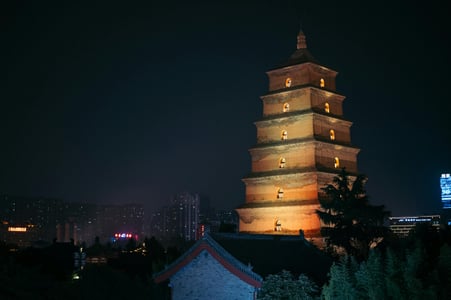 대안탑, 화려한 분수쇼 야경