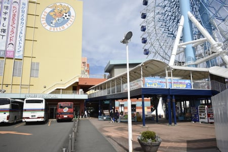 맑고 푸른 하늘을 배경으로 흰 눈이 쌓인 후지산의 전경과 호숫가에 흔들리는 황금빛 갈대들이 어우러진 평온한 자연 경관입니다.